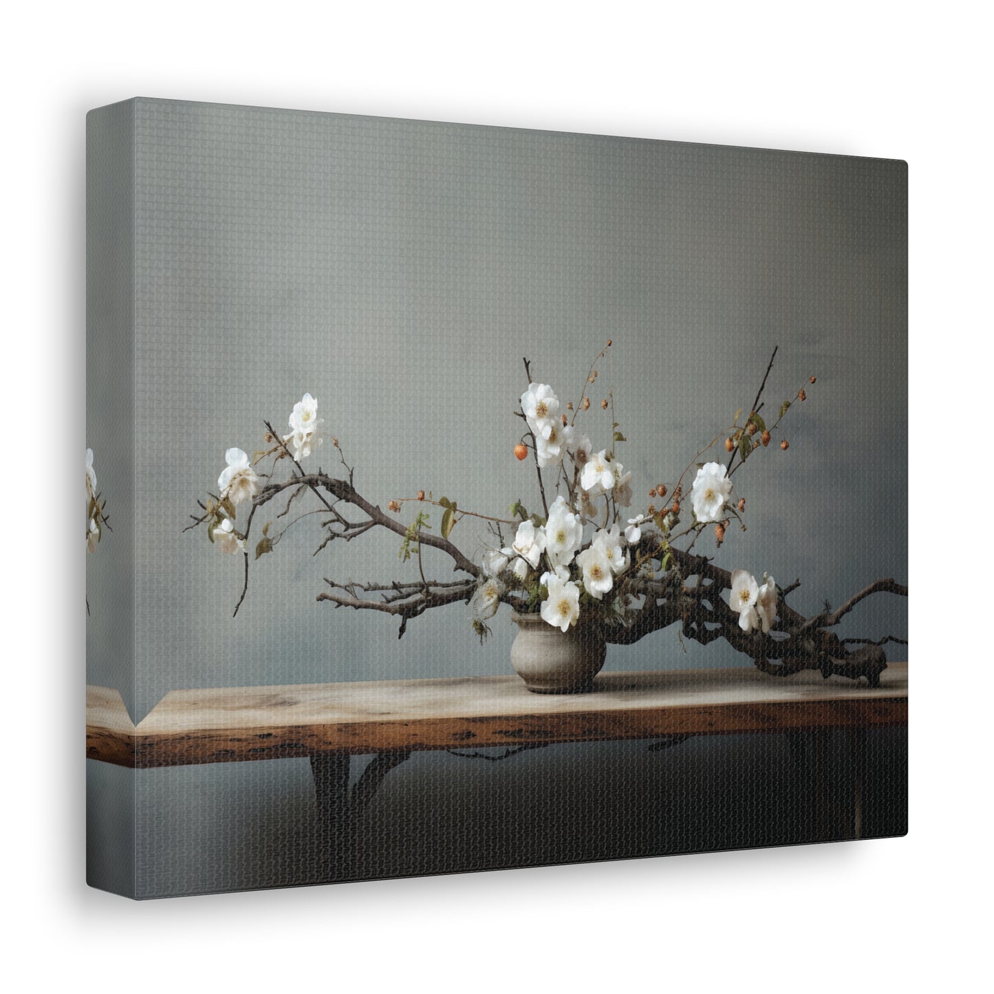 Wooden Flowers Branch Canvas Gallery Wrap