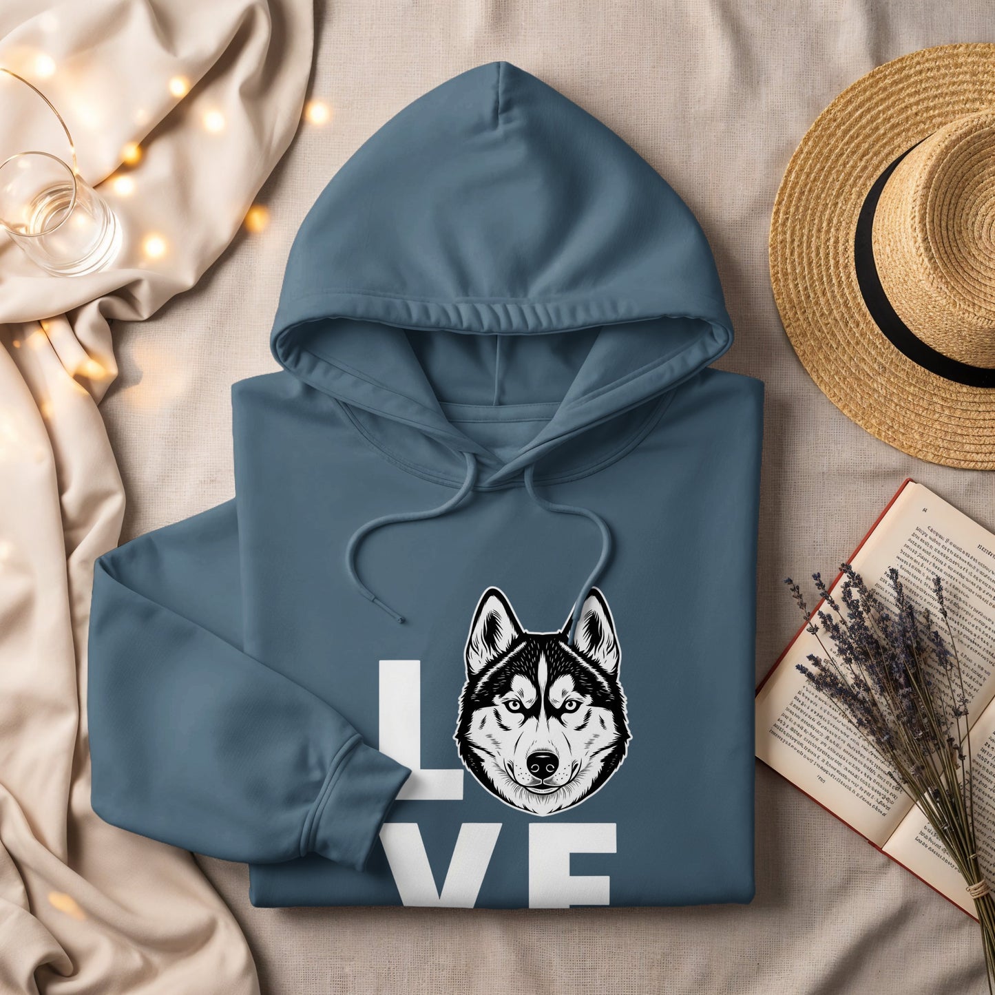 Husky Face Love Printed Hoodie Unisex Fashion Apparel
