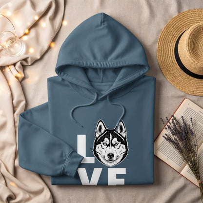 Husky Face Love Printed Hoodie Unisex Fashion Apparel