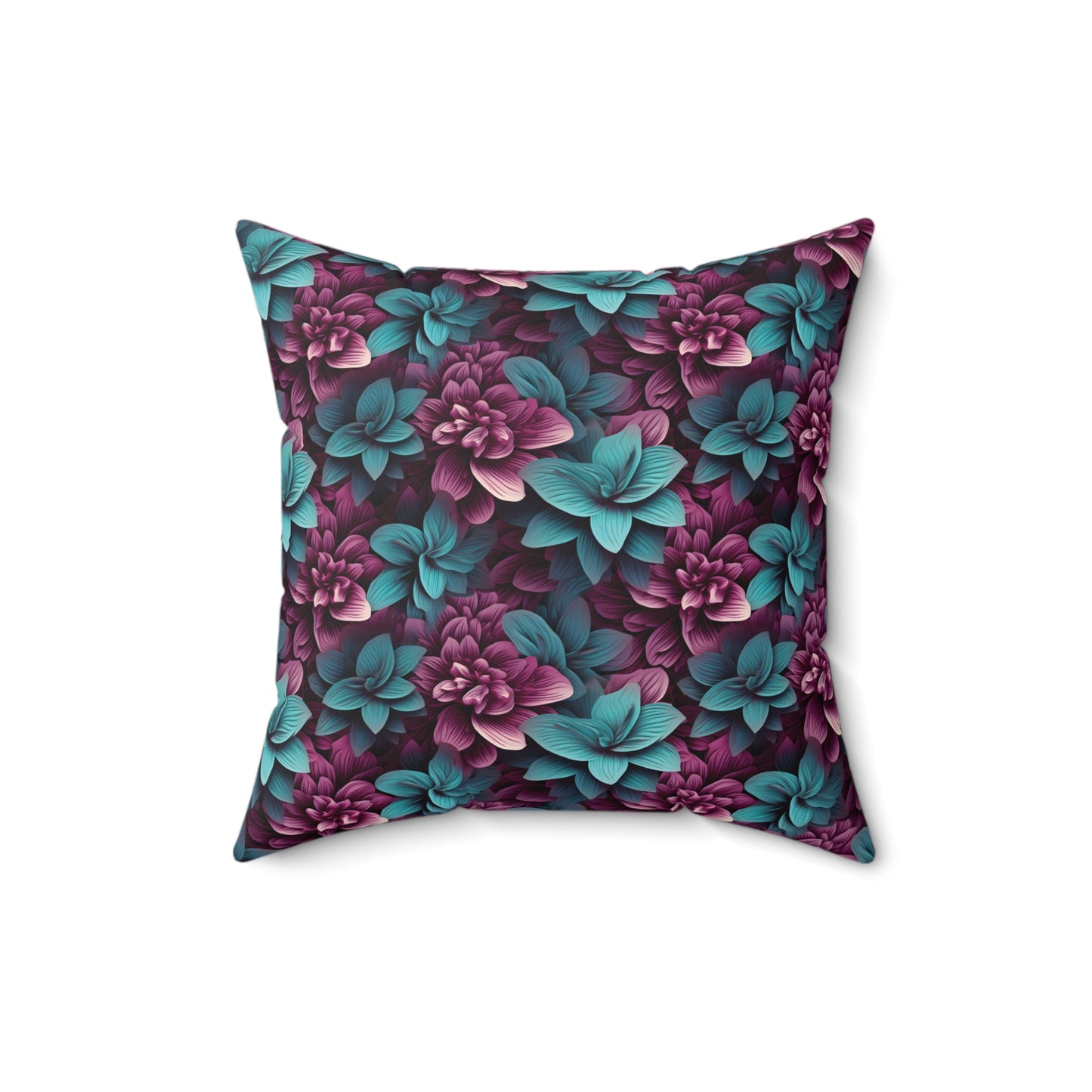 3D Flowers Spun Square Pillow