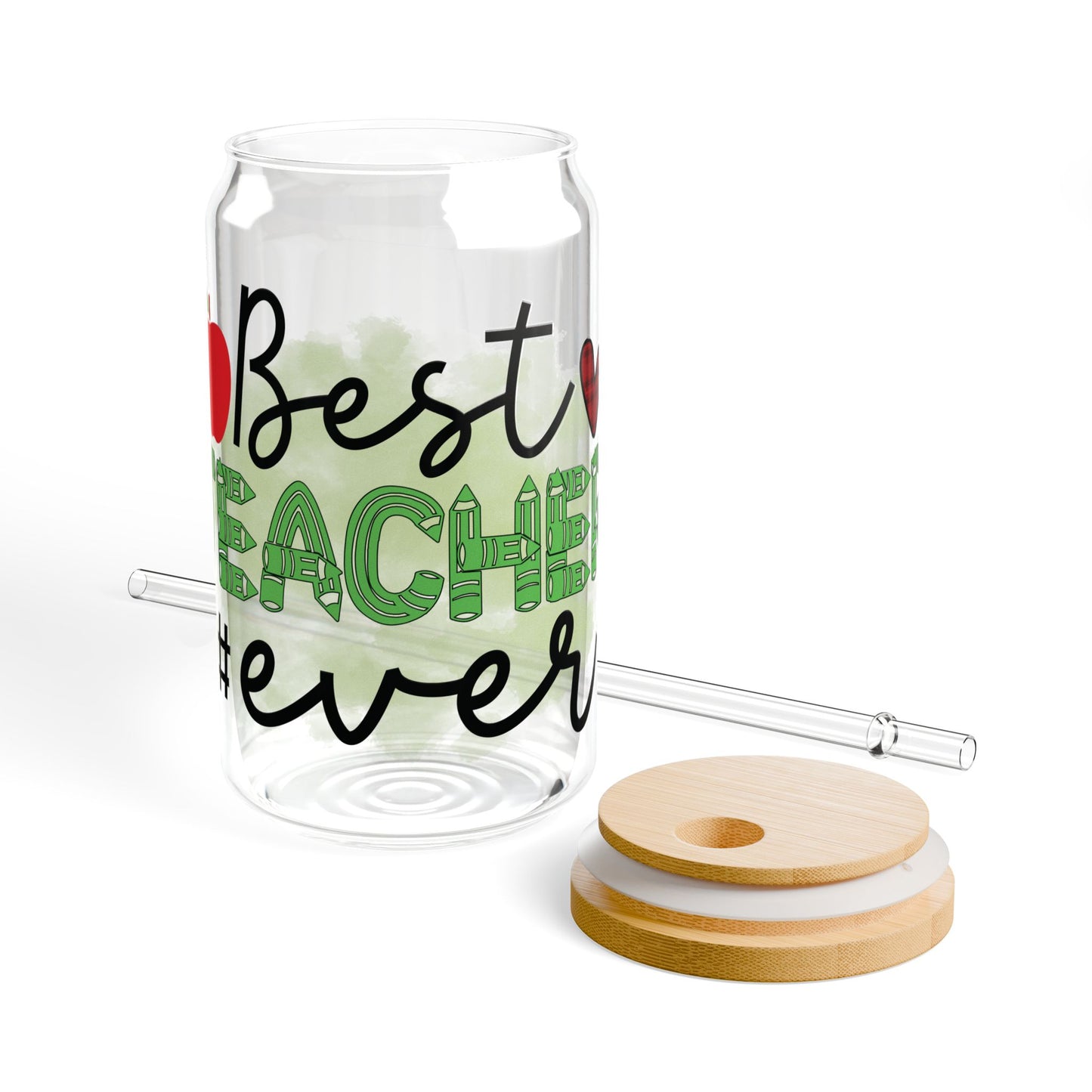 Teacher Sipper Glass - Perfect Gift for Educators, 16oz Tumbler, School Staff Appreciation, End of Year Present, School Holiday Gift,