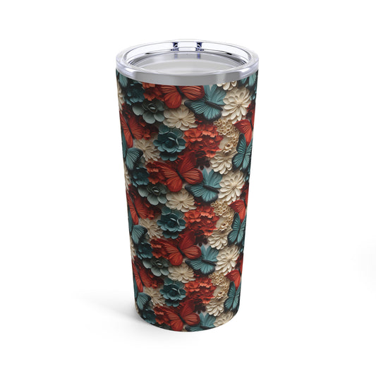 3D Butterflies and Flowers tumbler 20oz