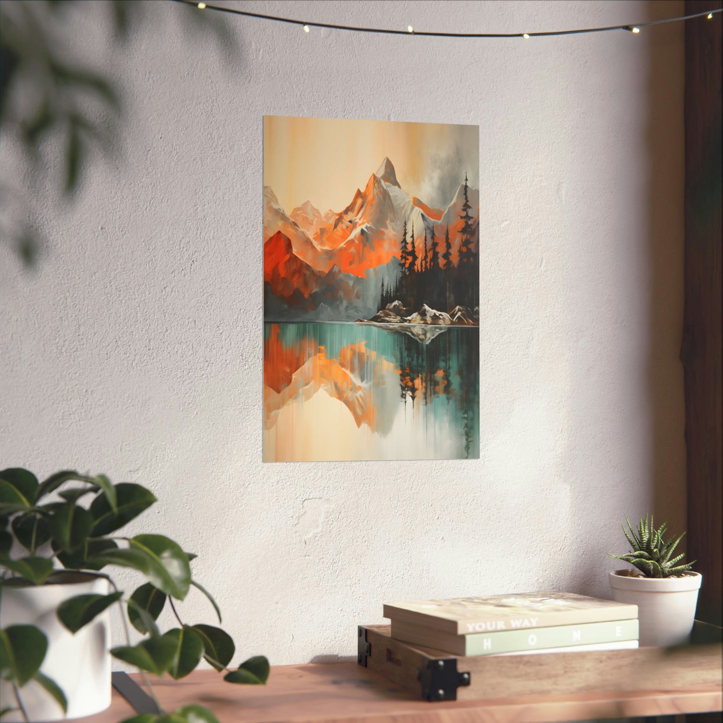 Mountain, River and Sunset view Matte Vertical Posters