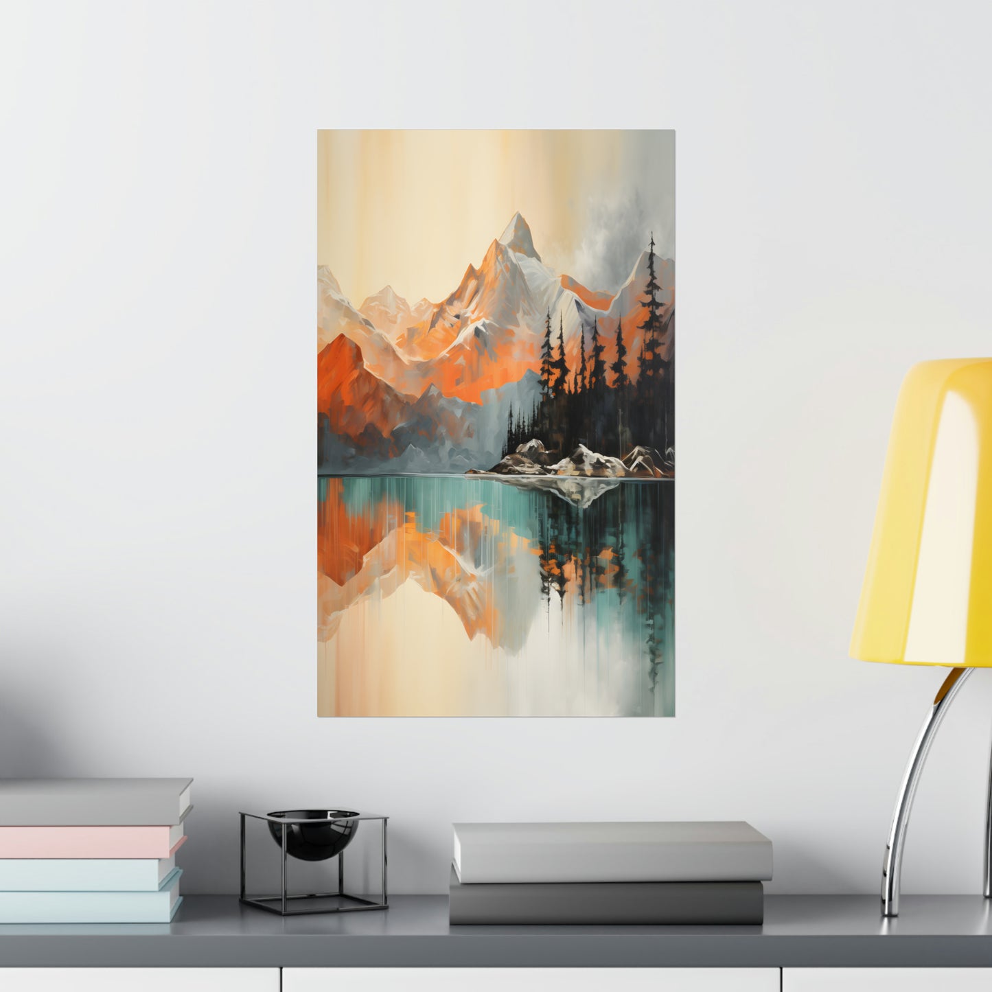 Mountain, River and Sunset view Matte Vertical Posters