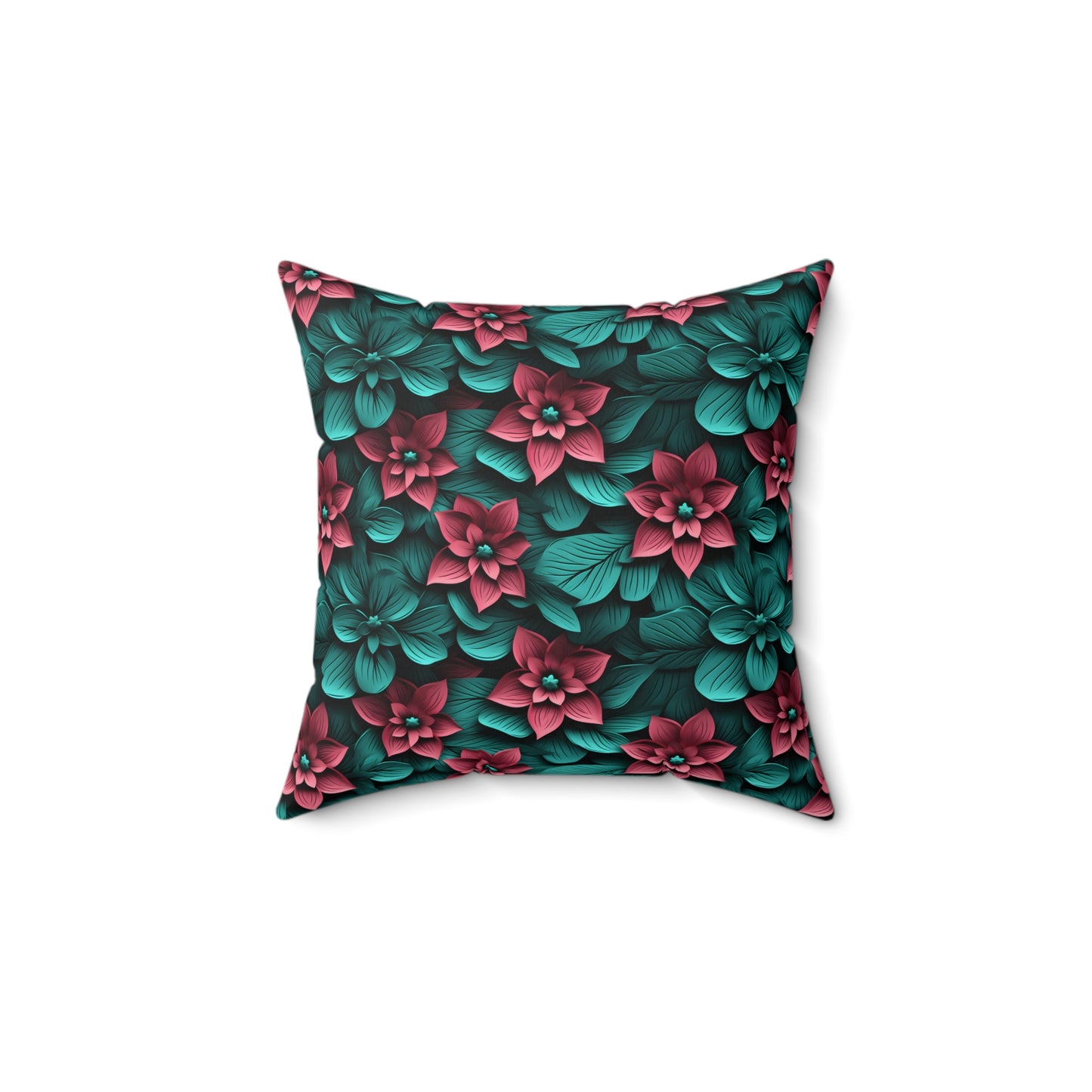 3D Flowers Spun Square Pillow