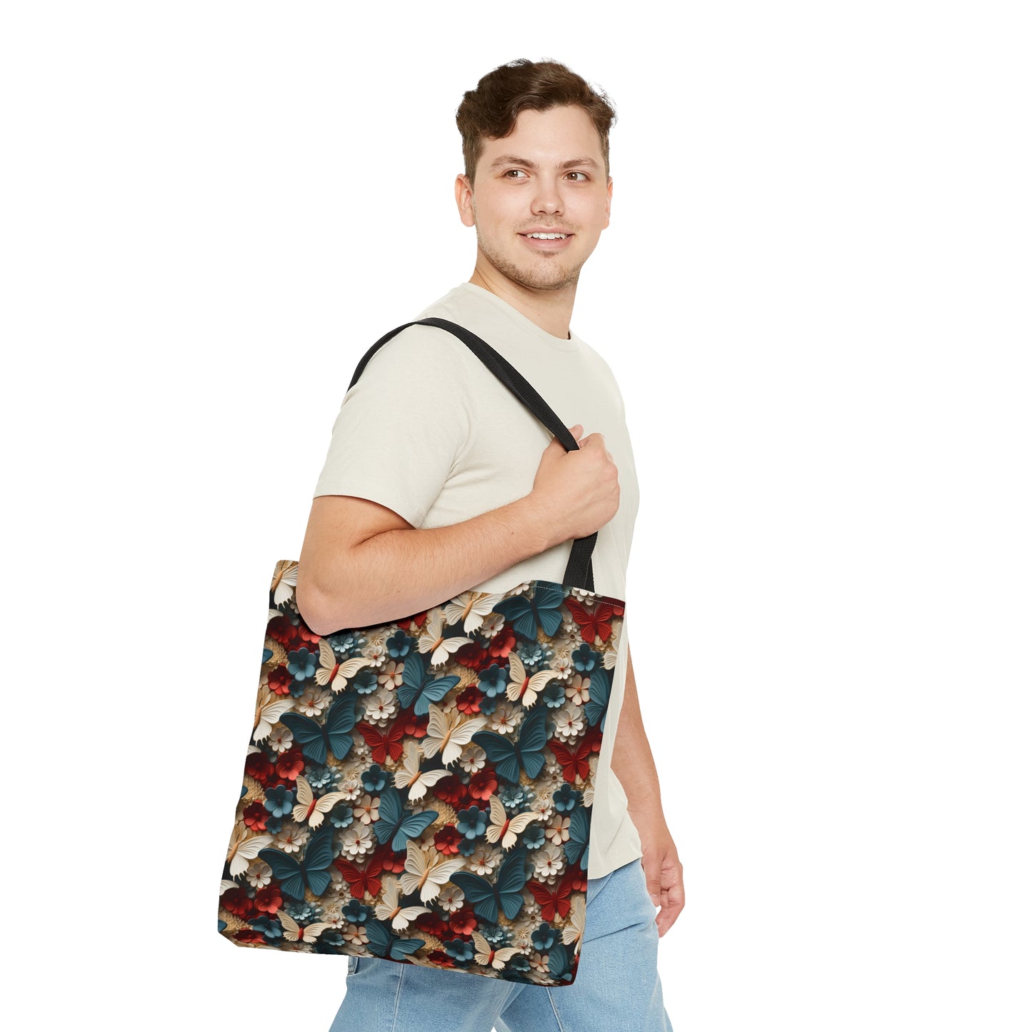 3D Butterflies and Flowers Tote Bag