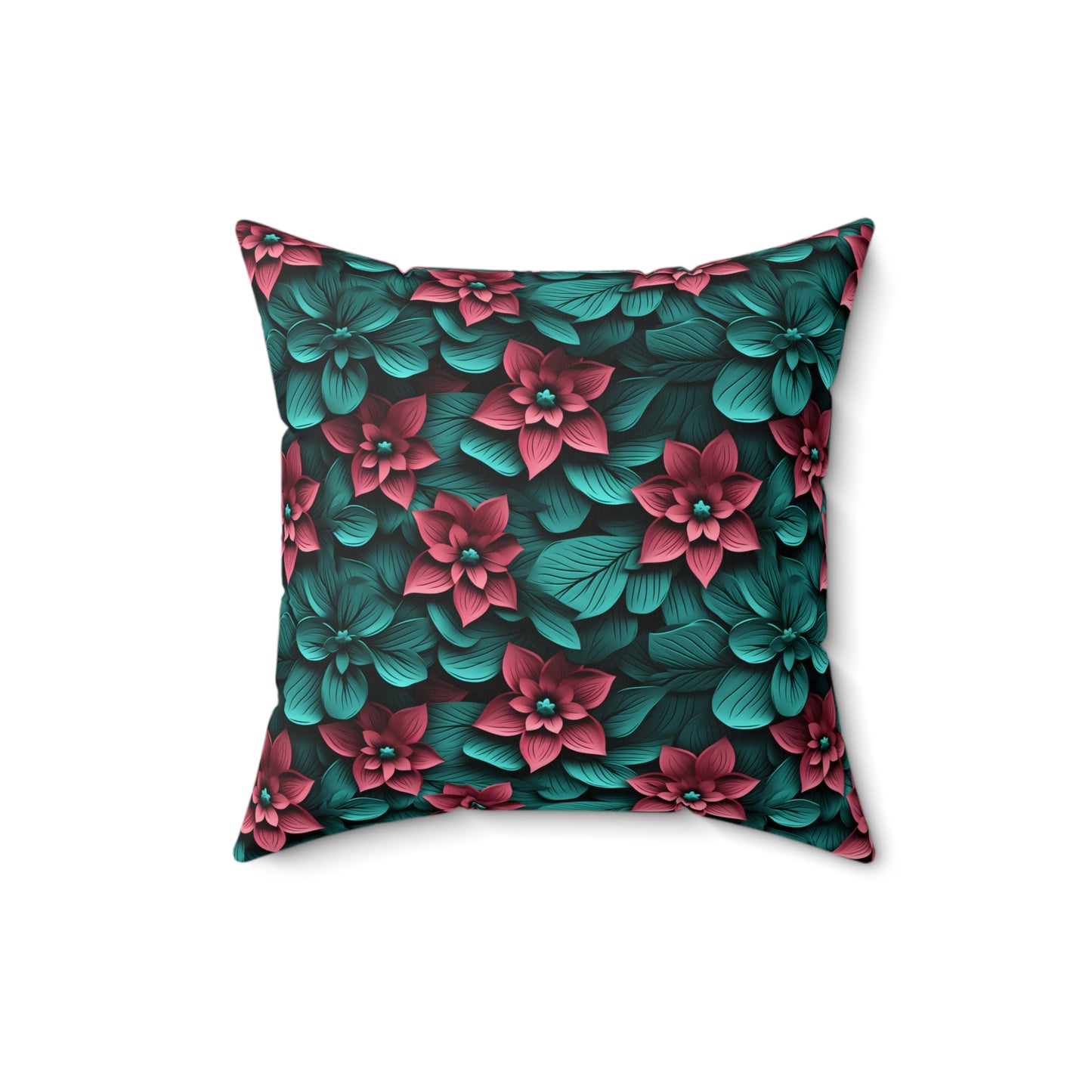 3D Flowers Spun Square Pillow