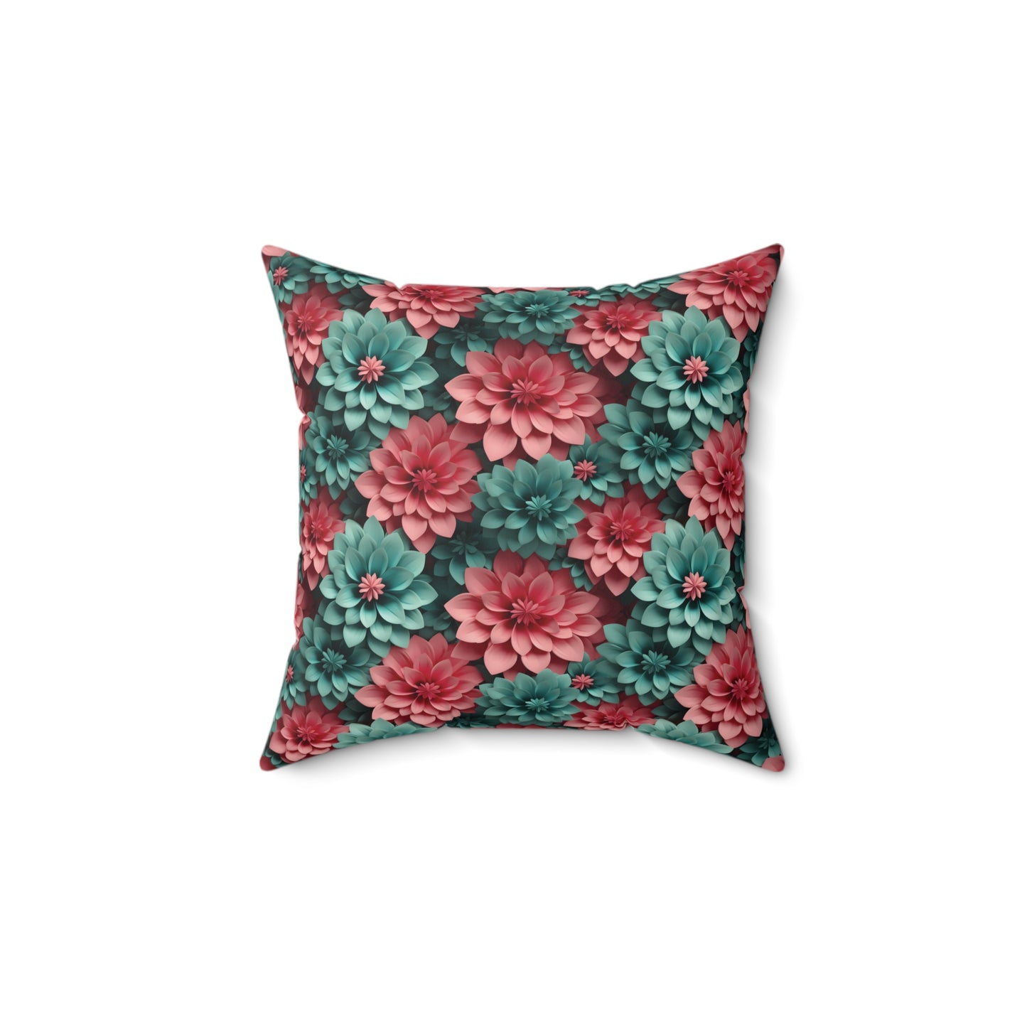 3D Flowers Spun Square Pillow