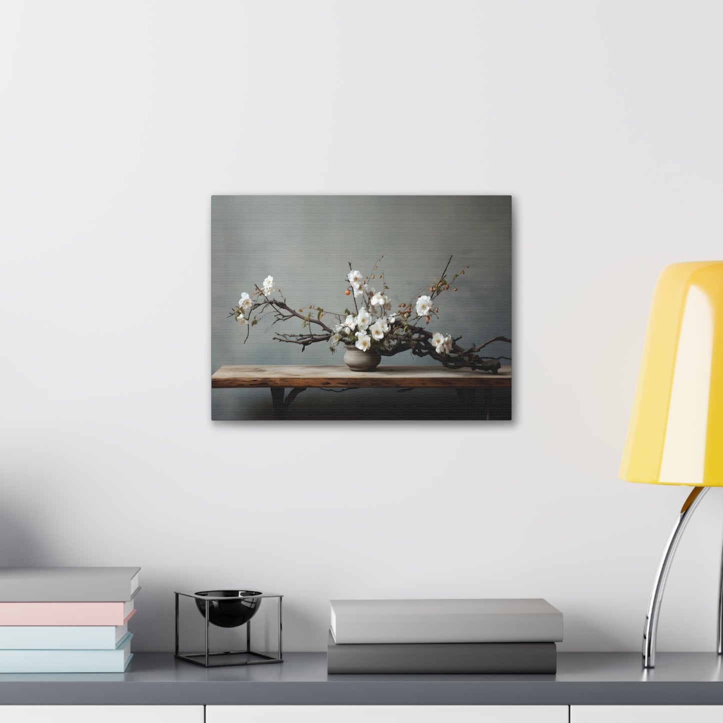 Wooden Flowers Branch Canvas Gallery Wrap