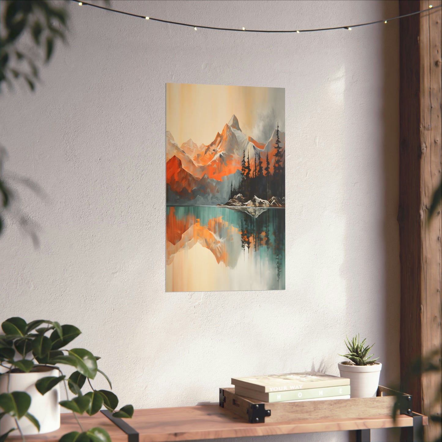 Mountain, River and Sunset view Matte Vertical Posters