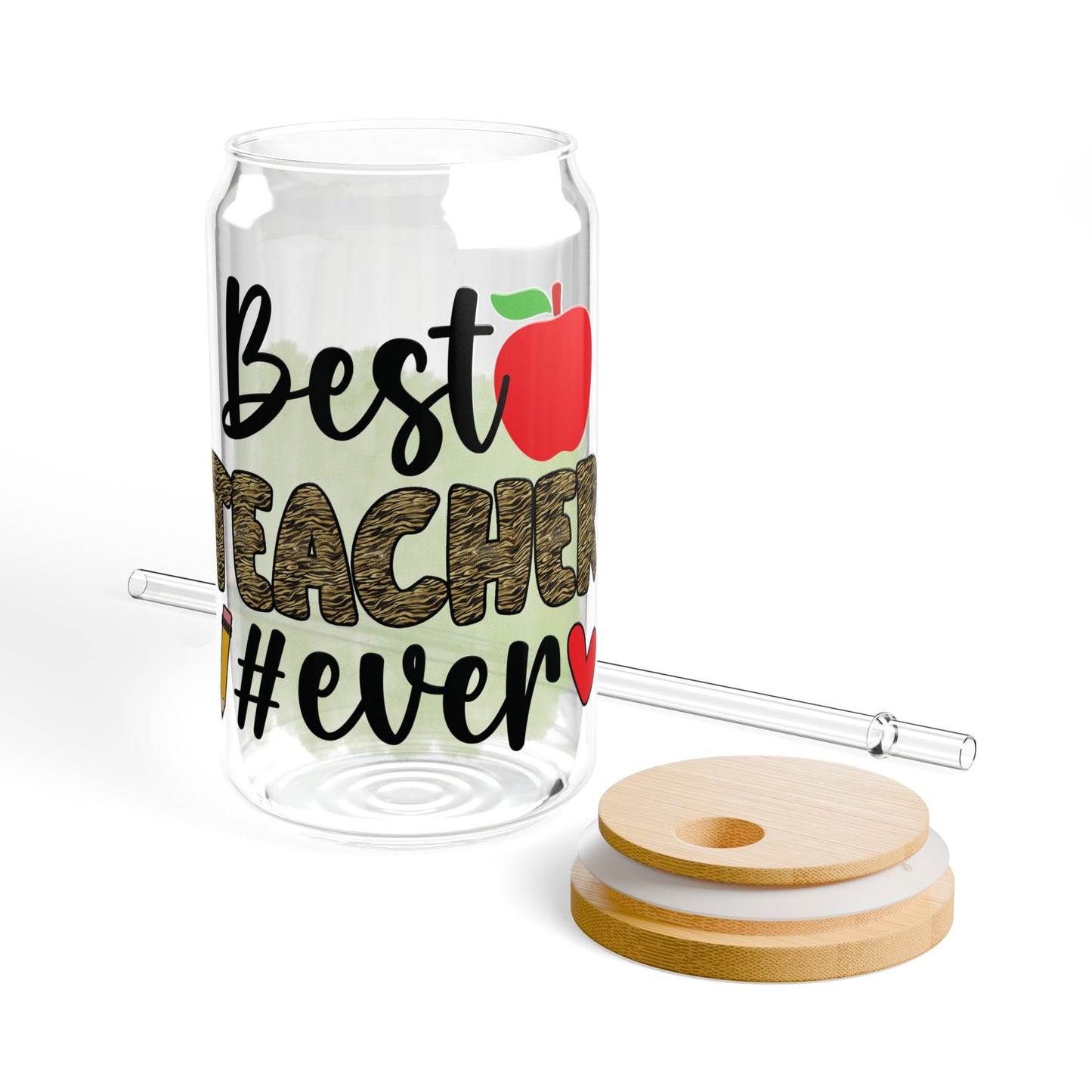 Teacher Sipper Glass - Perfect Gift for Educators, 16oz Tumbler, School Staff Appreciation, End of Year Present, School Holiday Gift,