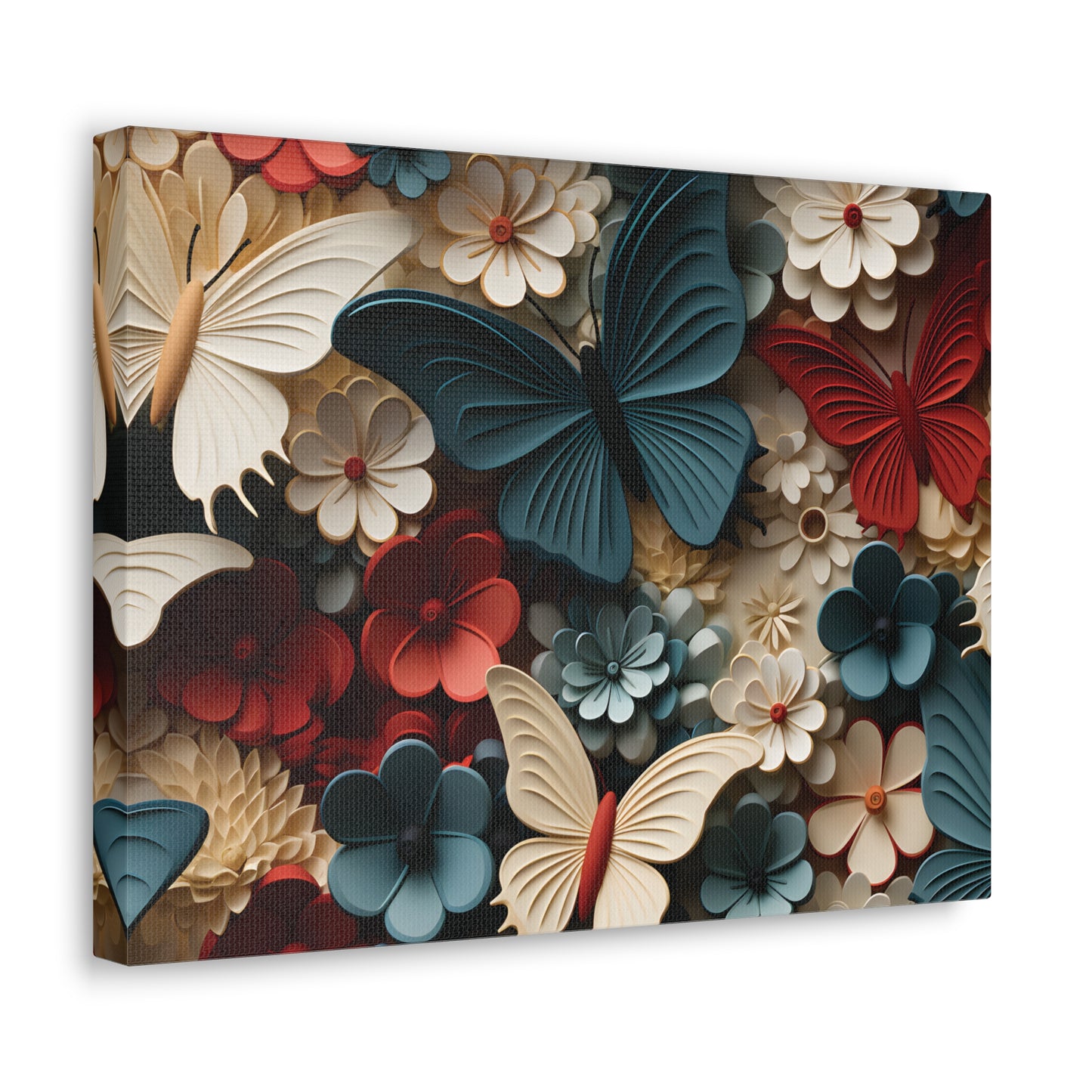 3D Butterflies and Flowers Gallery Wraps