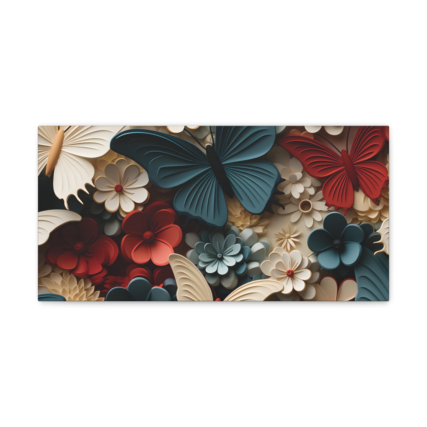 3D Butterflies and Flowers Gallery Wraps