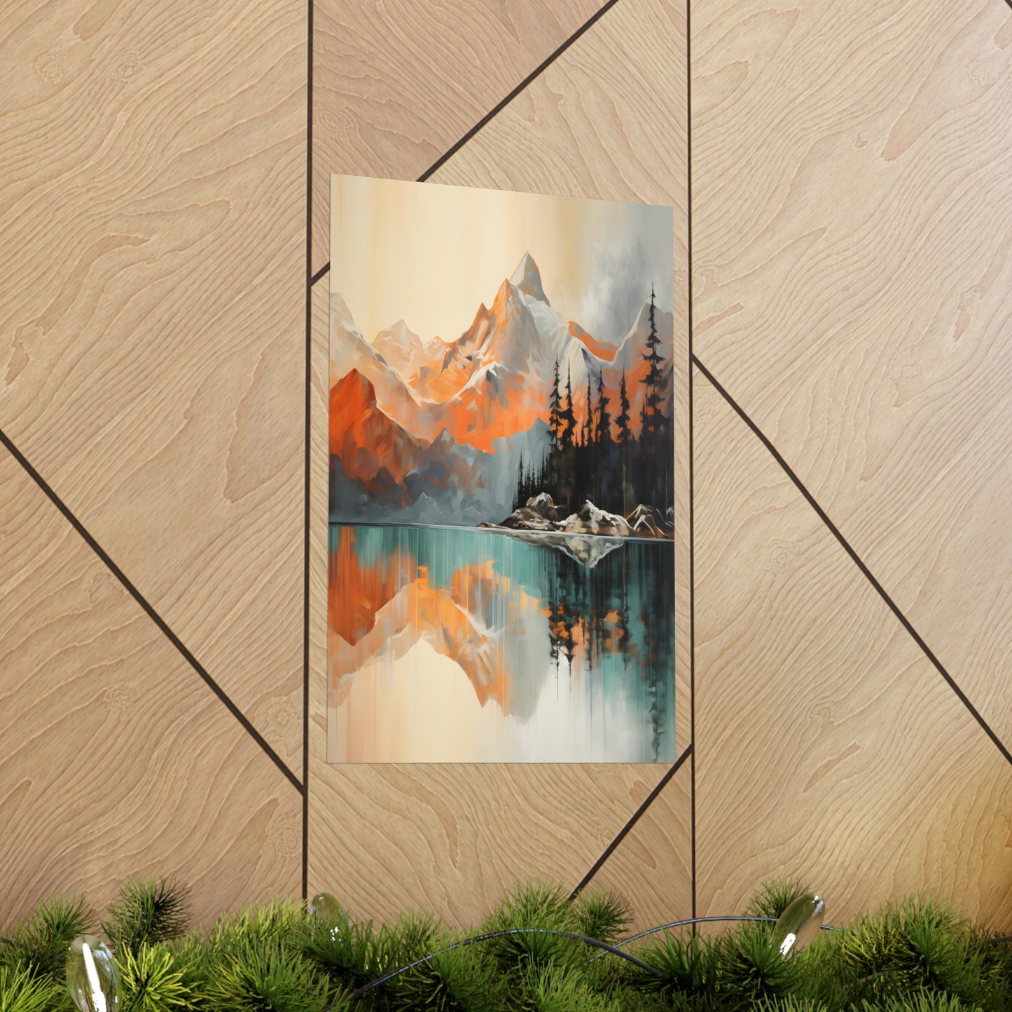 Mountain, River and Sunset view Matte Vertical Posters