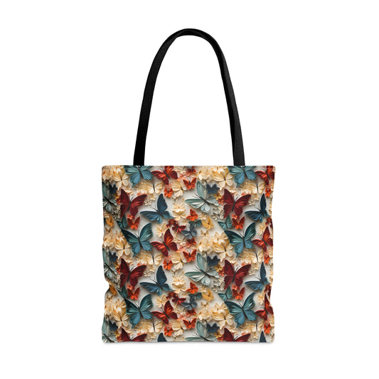 3D Butterflies and Flowers Tote Bag