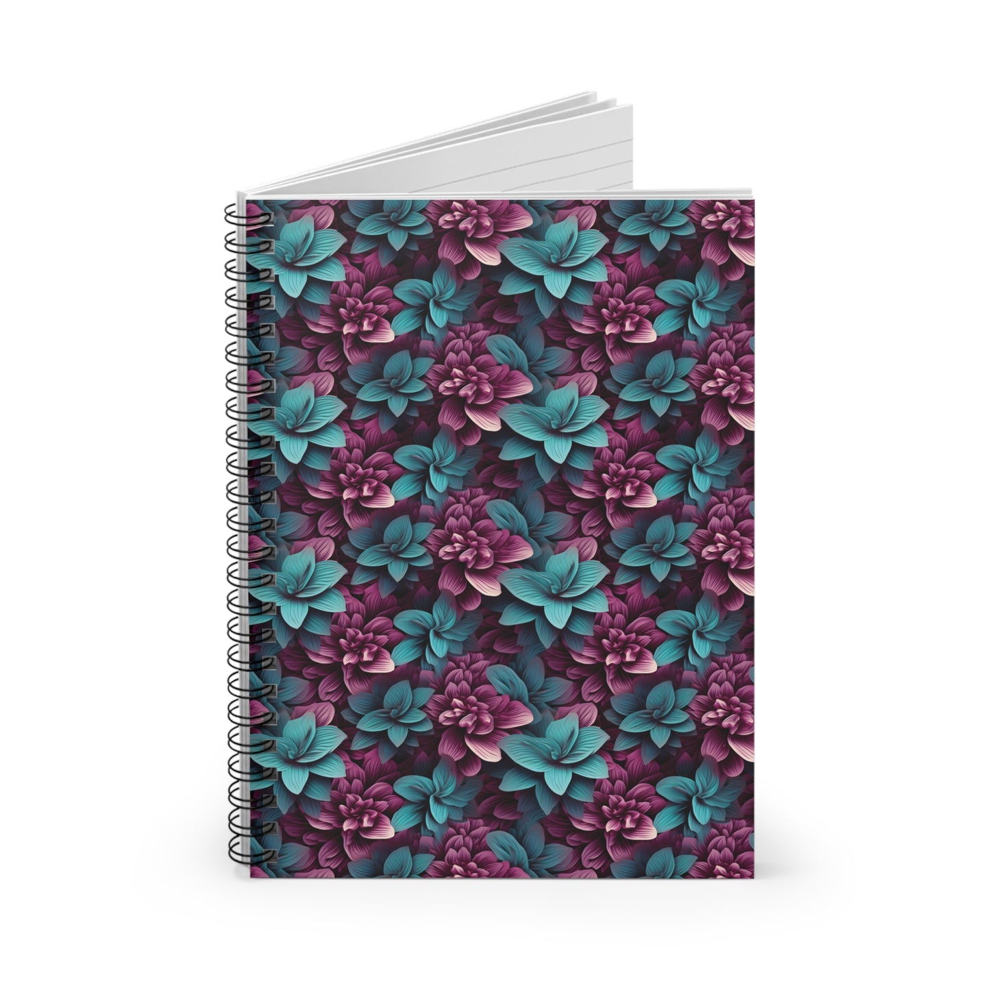 3D Flowers Spiral Notebook - Ruled Line