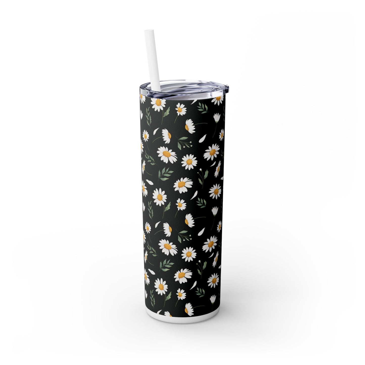 Floral Skinny Tumbler with Straw, 20oz - Flowers Pattern, Botanical Gift, Spring Cup, Pink Floral Tumbler, Garden Lover Gift, Floral Print