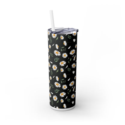Floral Skinny Tumbler with Straw, 20oz - Flowers Pattern, Botanical Gift, Spring Cup, Pink Floral Tumbler, Garden Lover Gift, Floral Print