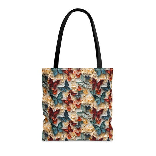 3D Butterflies and Flowers Tote Bag