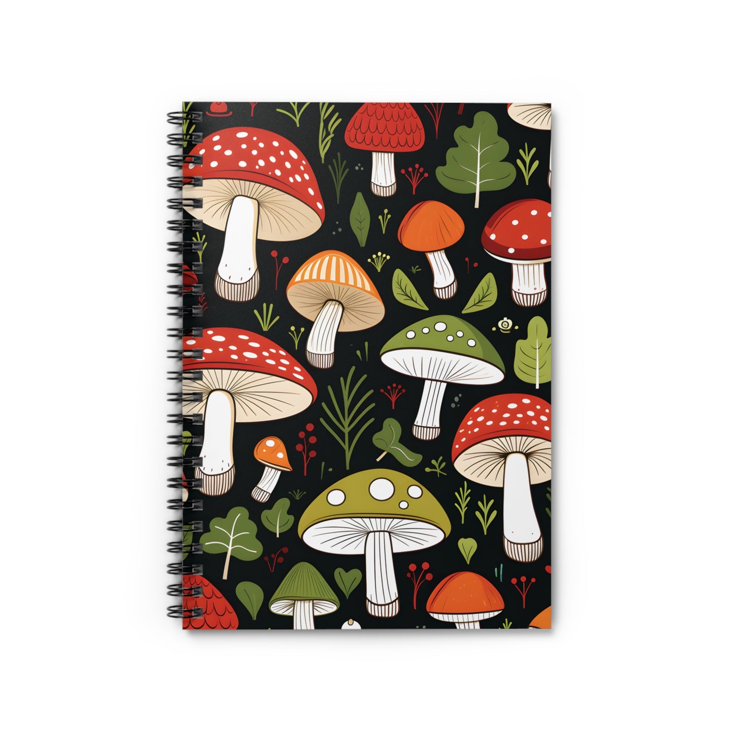 3D Mushrooms Spiral Notebook - Ruled Line