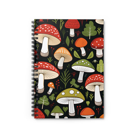 3D Mushrooms Spiral Notebook - Ruled Line