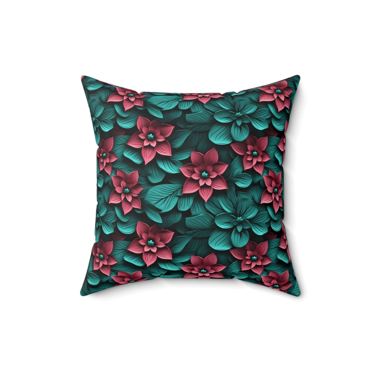 3D Flowers Spun Square Pillow