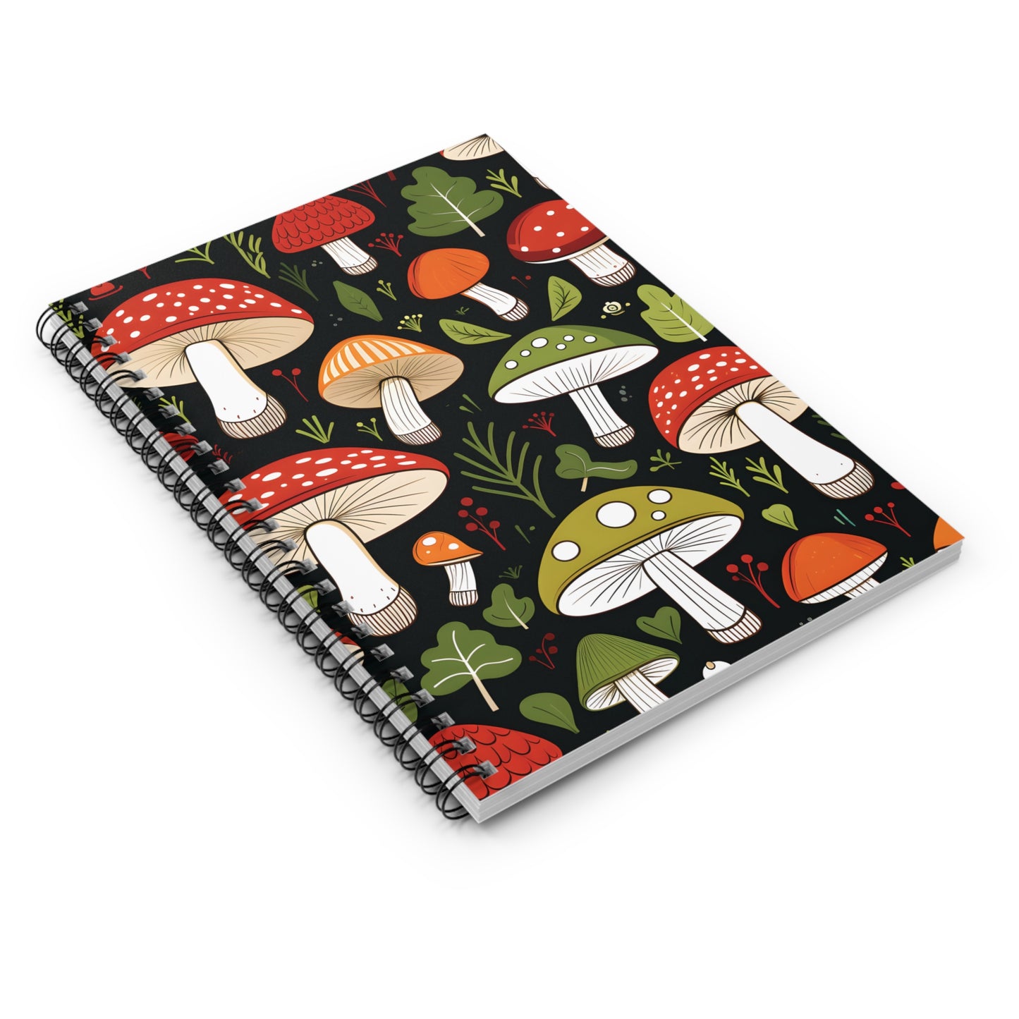 3D Mushrooms Spiral Notebook - Ruled Line