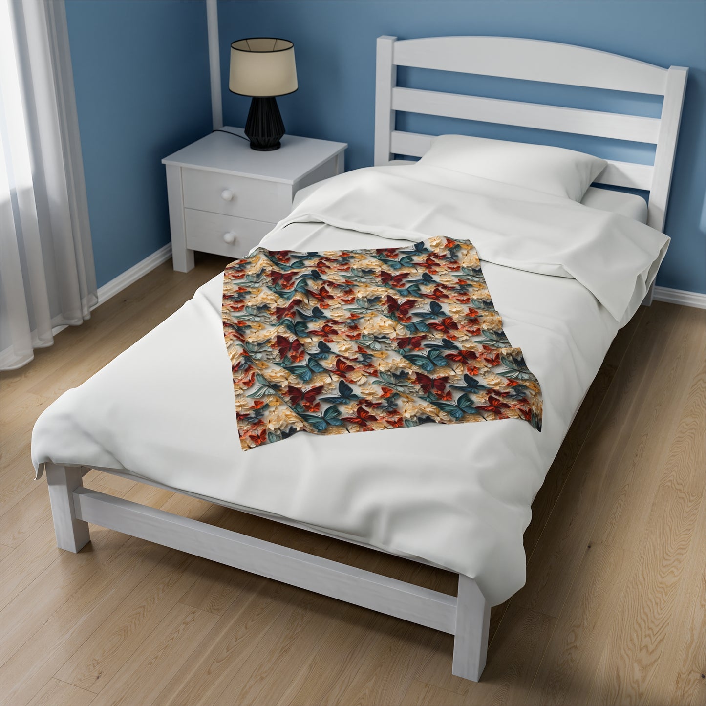 3D flowers and Butterflies Velveteen Plush Blanket