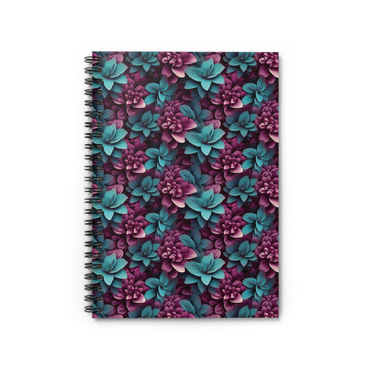 3D Flowers Spiral Notebook - Ruled Line