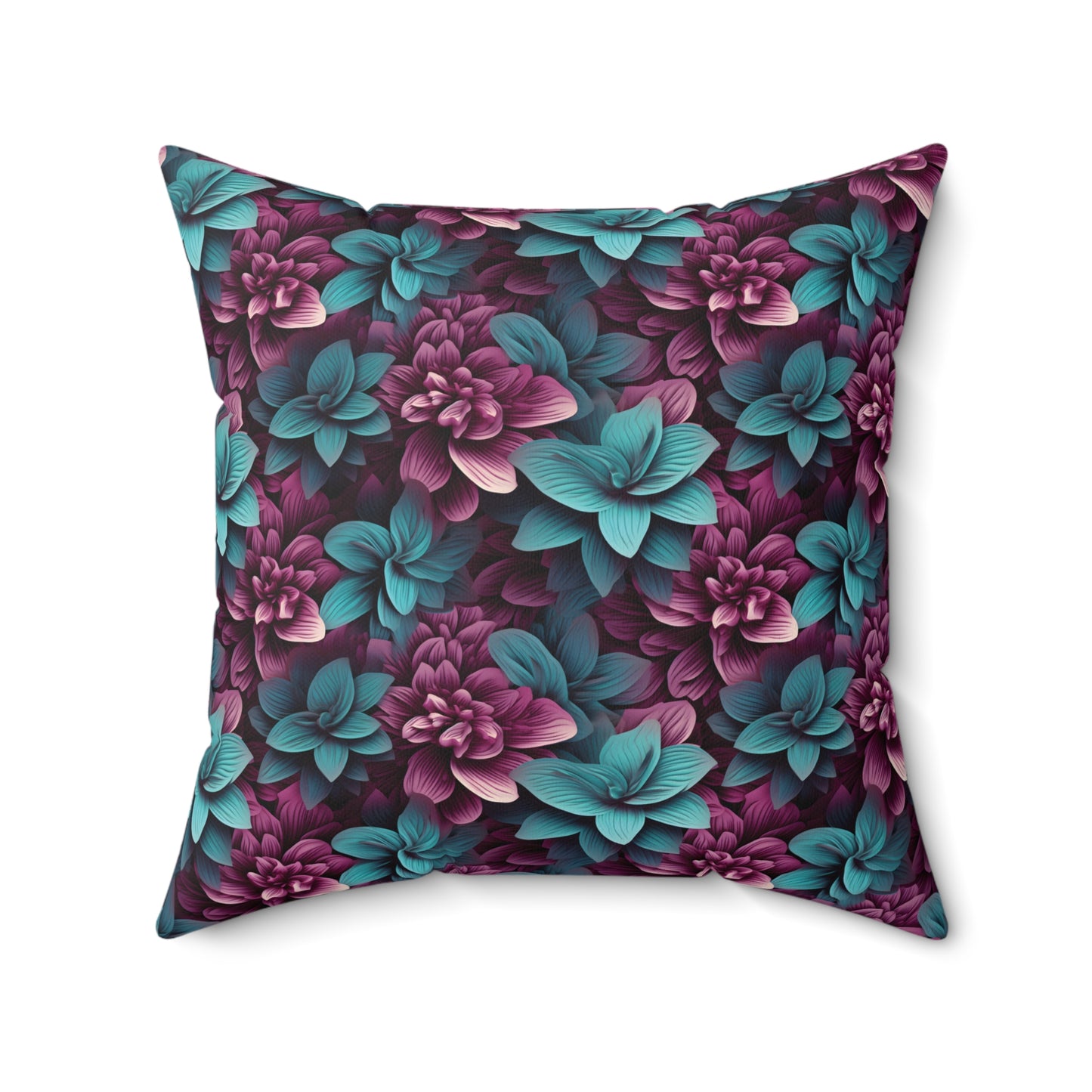 3D Flowers Spun Square Pillow