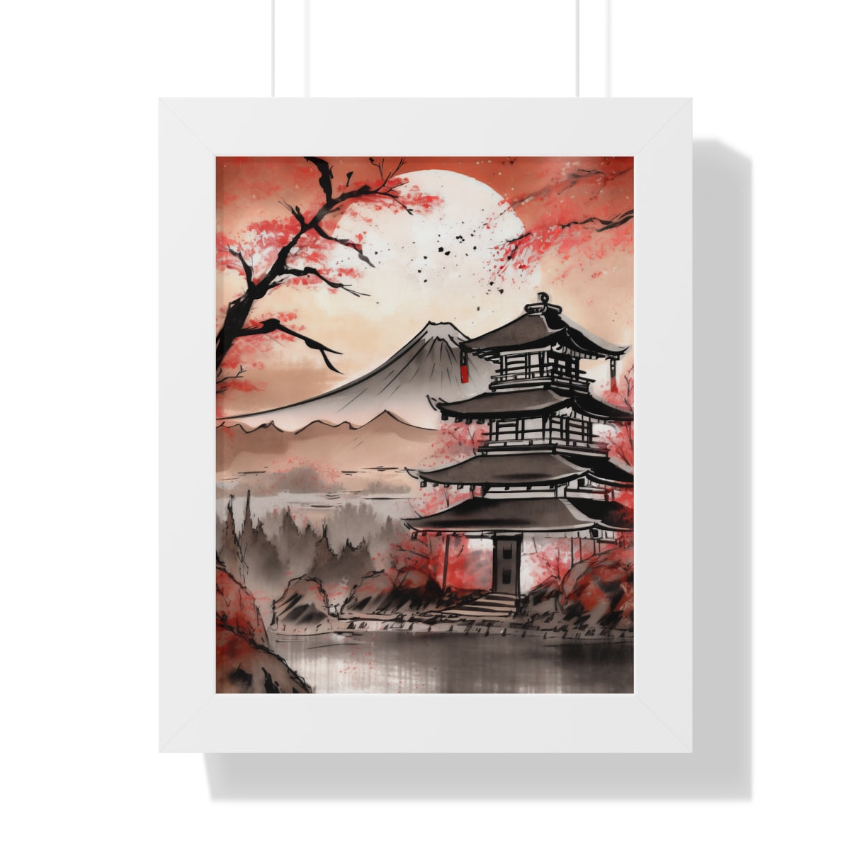 Traditional Japanese Pagoda and Mount Fuji Art Print