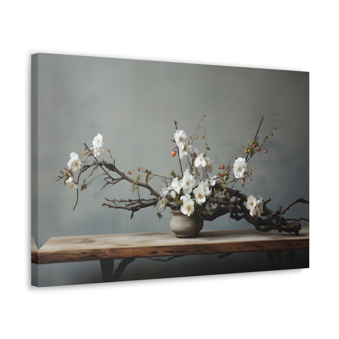 Wooden Flowers Branch Canvas Gallery Wrap