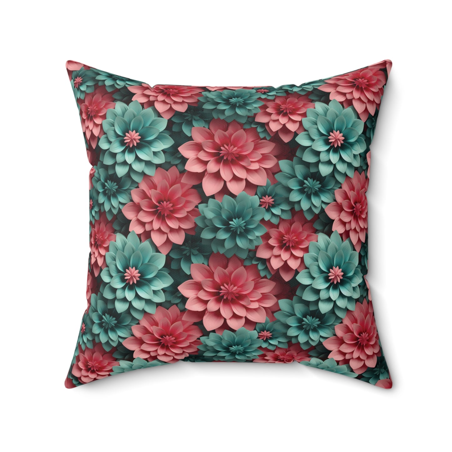 3D Flowers Spun Square Pillow