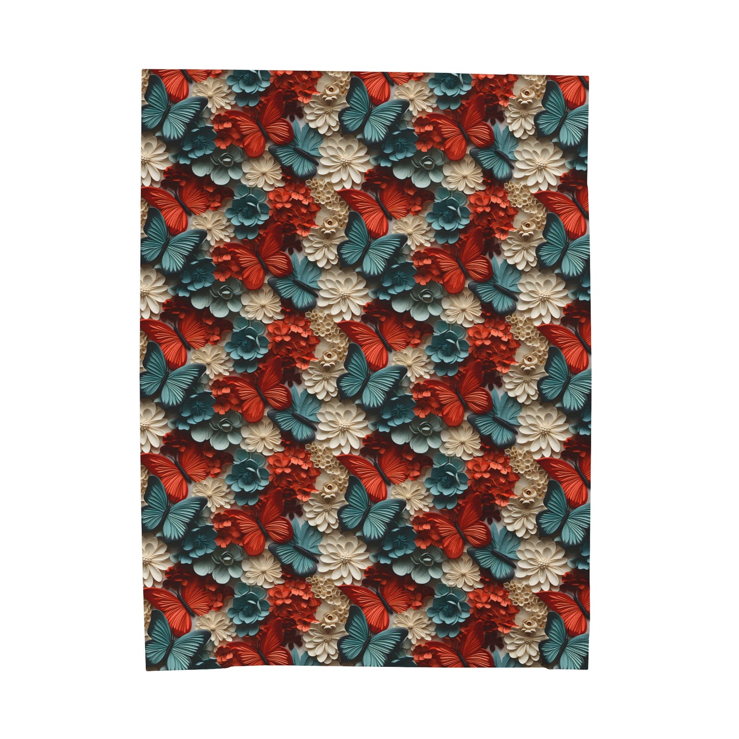 3D flowers and Butterflies Velveteen Plush Blanket