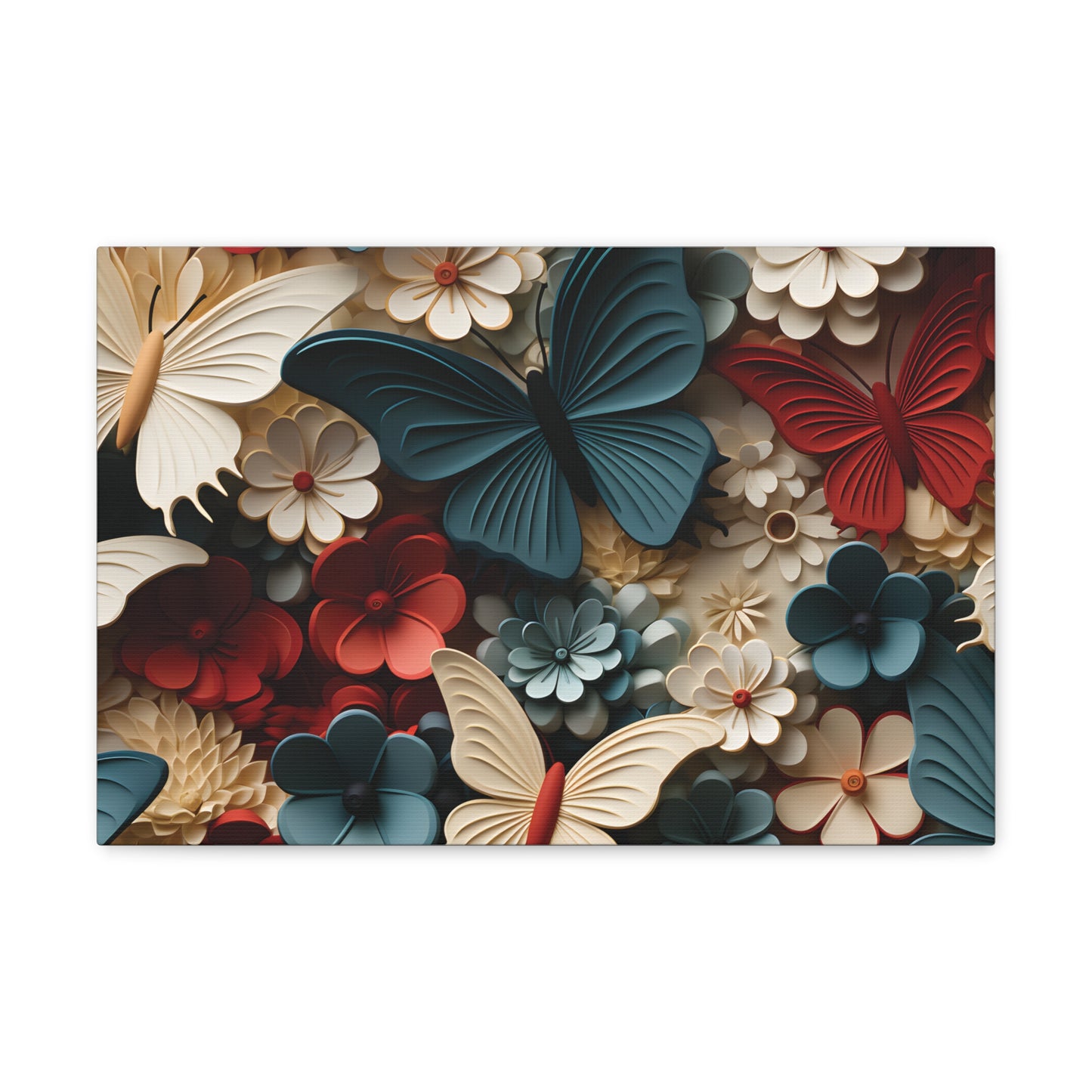 3D Butterflies and Flowers Gallery Wraps