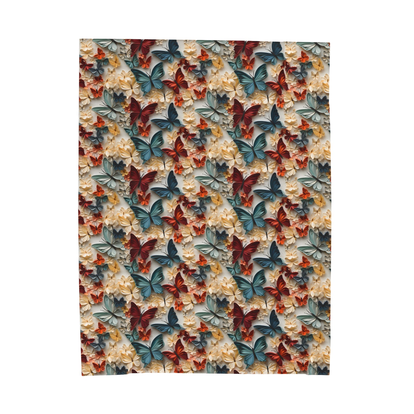 3D flowers and Butterflies Velveteen Plush Blanket