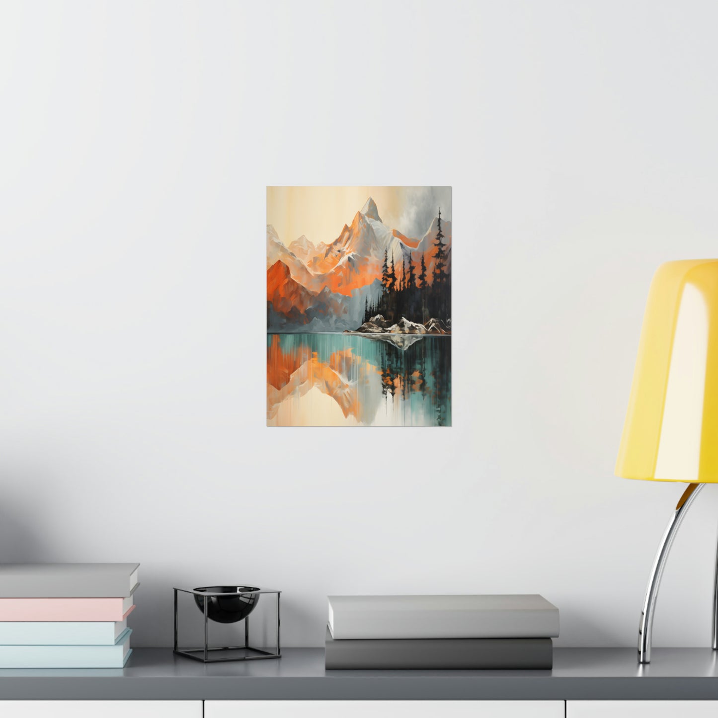 Mountain, River and Sunset view Matte Vertical Posters