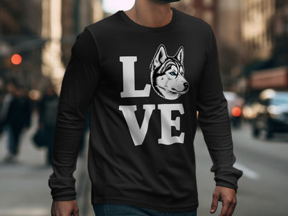 Love Siberian Husky Graphic Long Sleeve Shirt