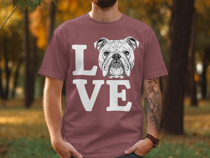 Love Bulldog Face Graphic Print T-Shirt