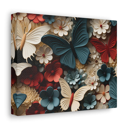 3D Butterflies and Flowers Gallery Wraps