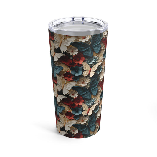 3D Butterflies and Flowers tumbler 20oz