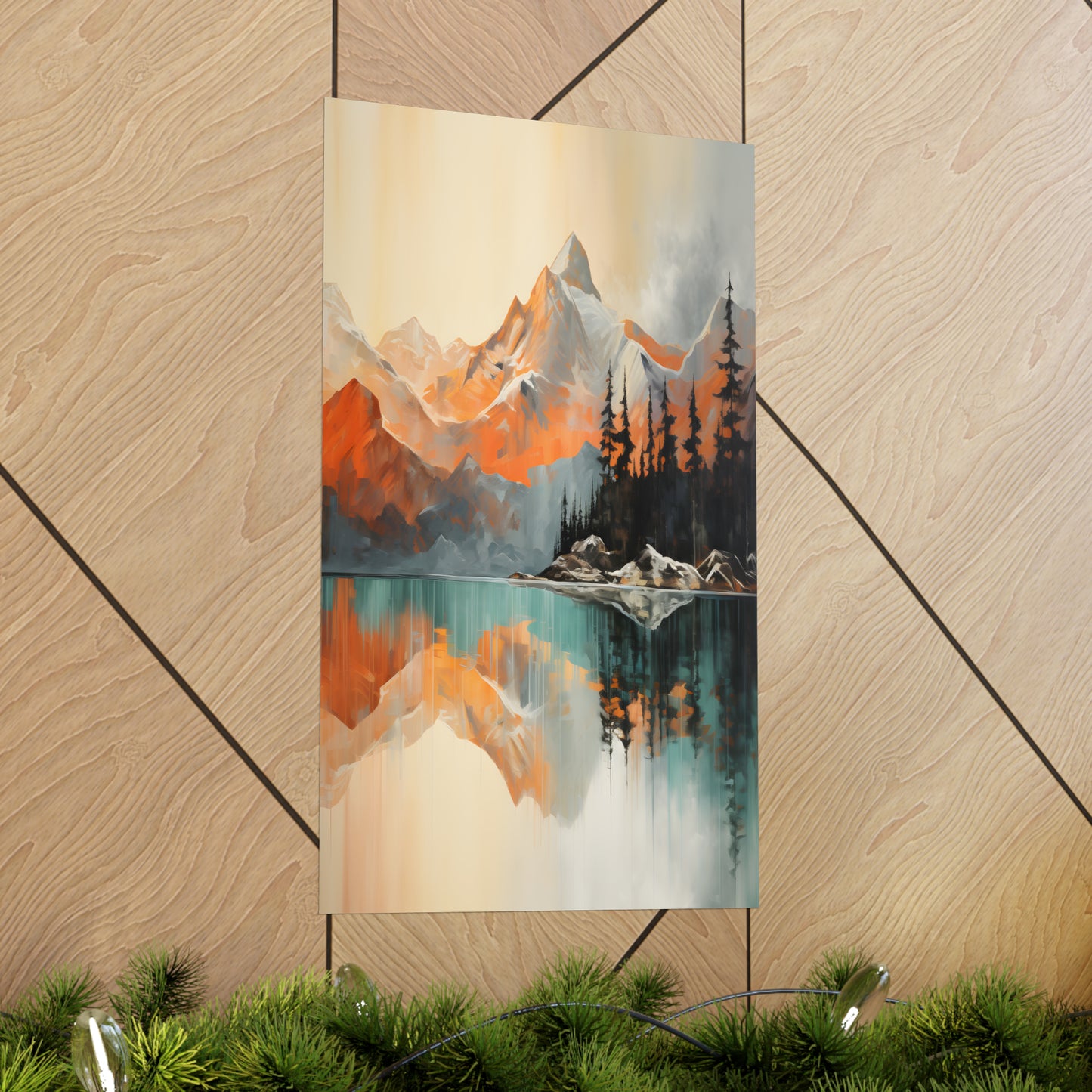 Mountain, River and Sunset view Matte Vertical Posters