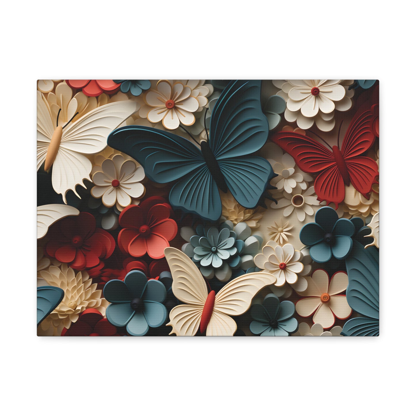 3D Butterflies and Flowers Gallery Wraps