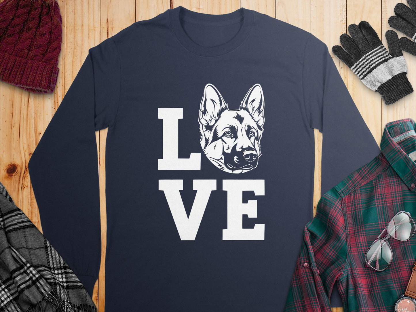 Love German Shepherd Graphic Long Sleeve Shirt