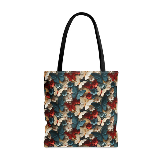 3D Butterflies and Flowers Tote Bag