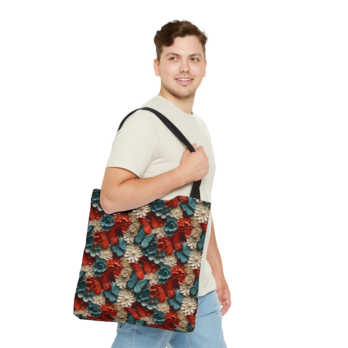 3D Butterflies and Flowers Tote Bag