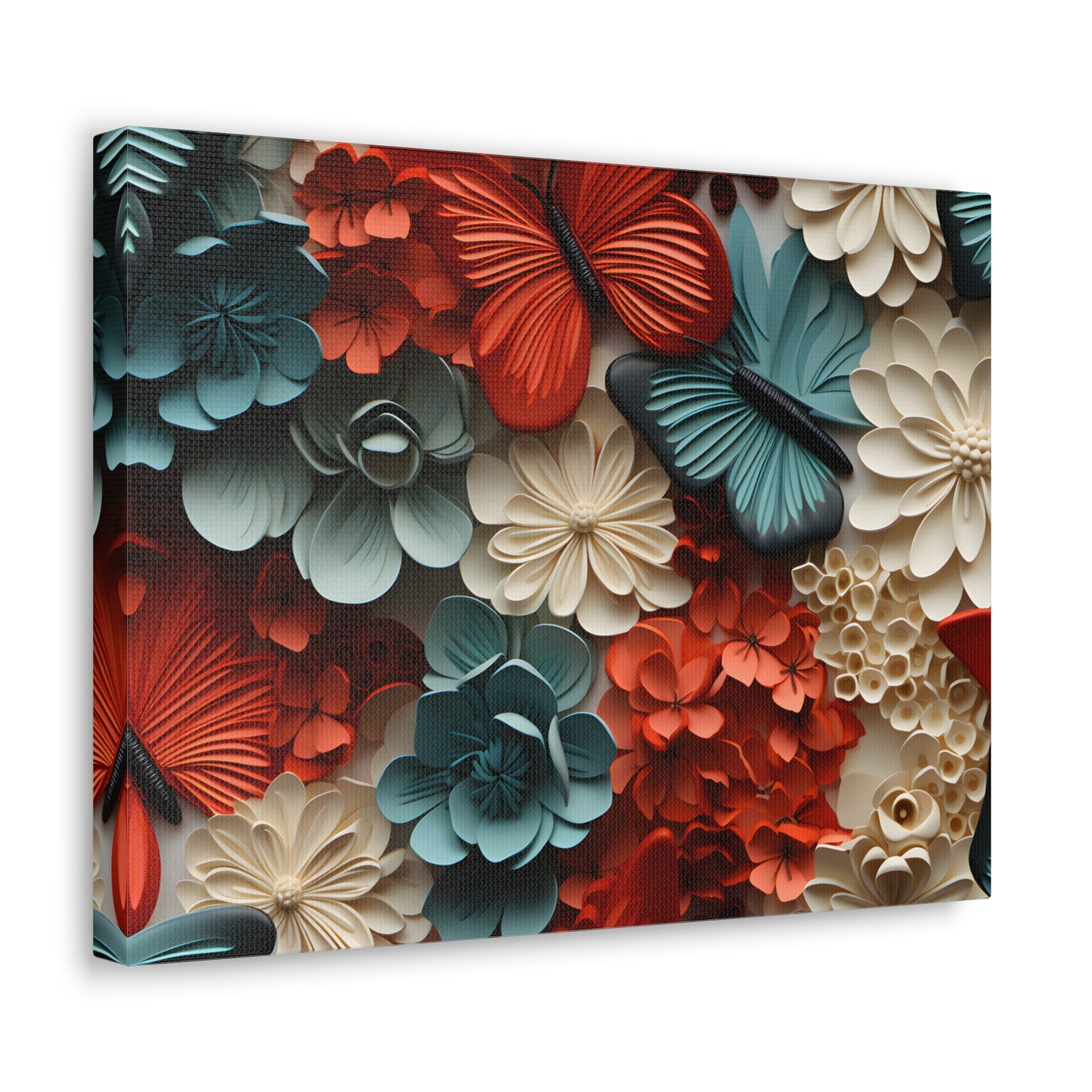 3D Butterflies and Flowers Gallery Wraps