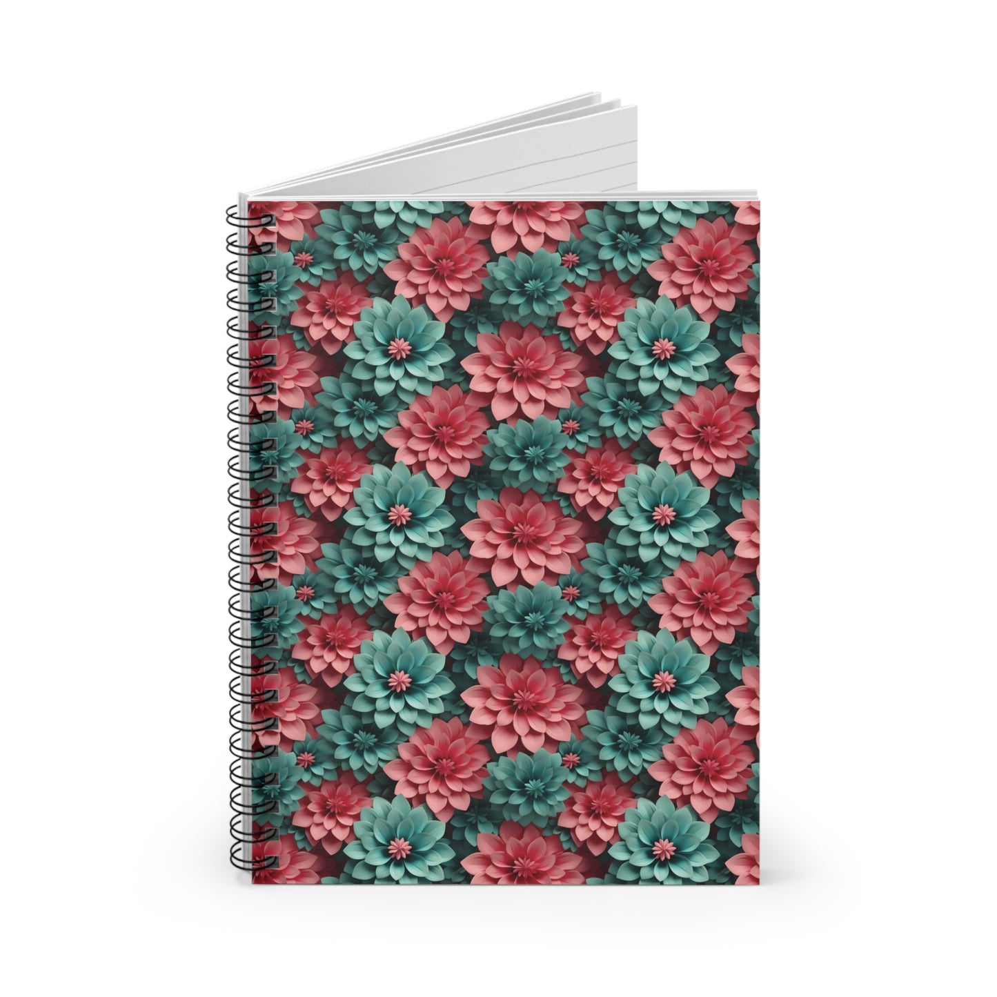 3D Flowers Spiral Notebook - Ruled Line