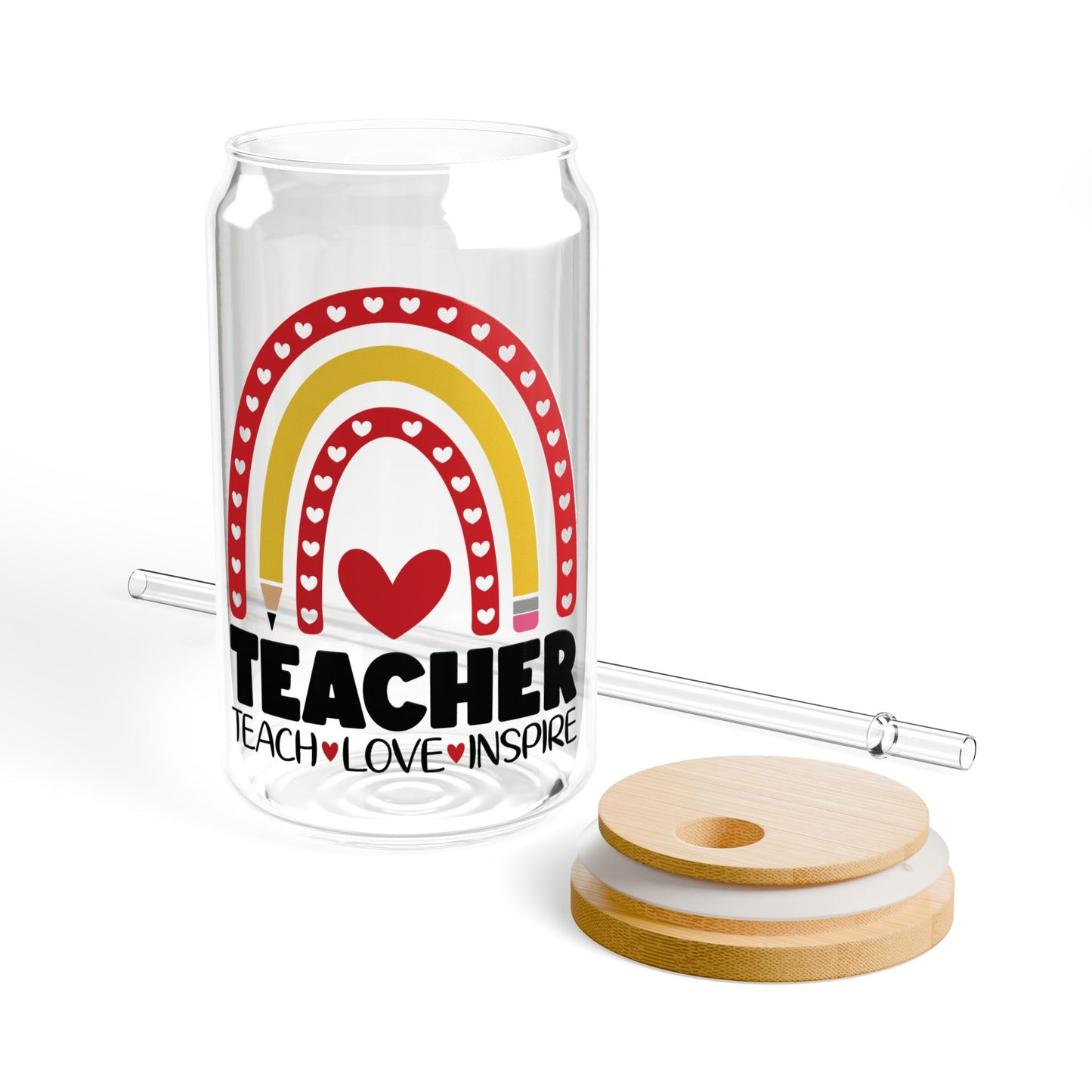 Teacher Sipper Glass - Perfect Gift for Educators, 16oz Tumbler, School Staff Appreciation, End of Year Present, School Holiday Gift,