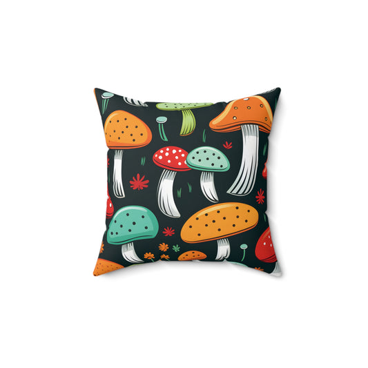 Mushrooms Spun Square Pillow